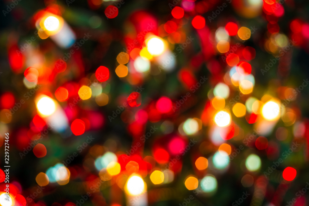 Abstract blurred background of New Year tree decorated