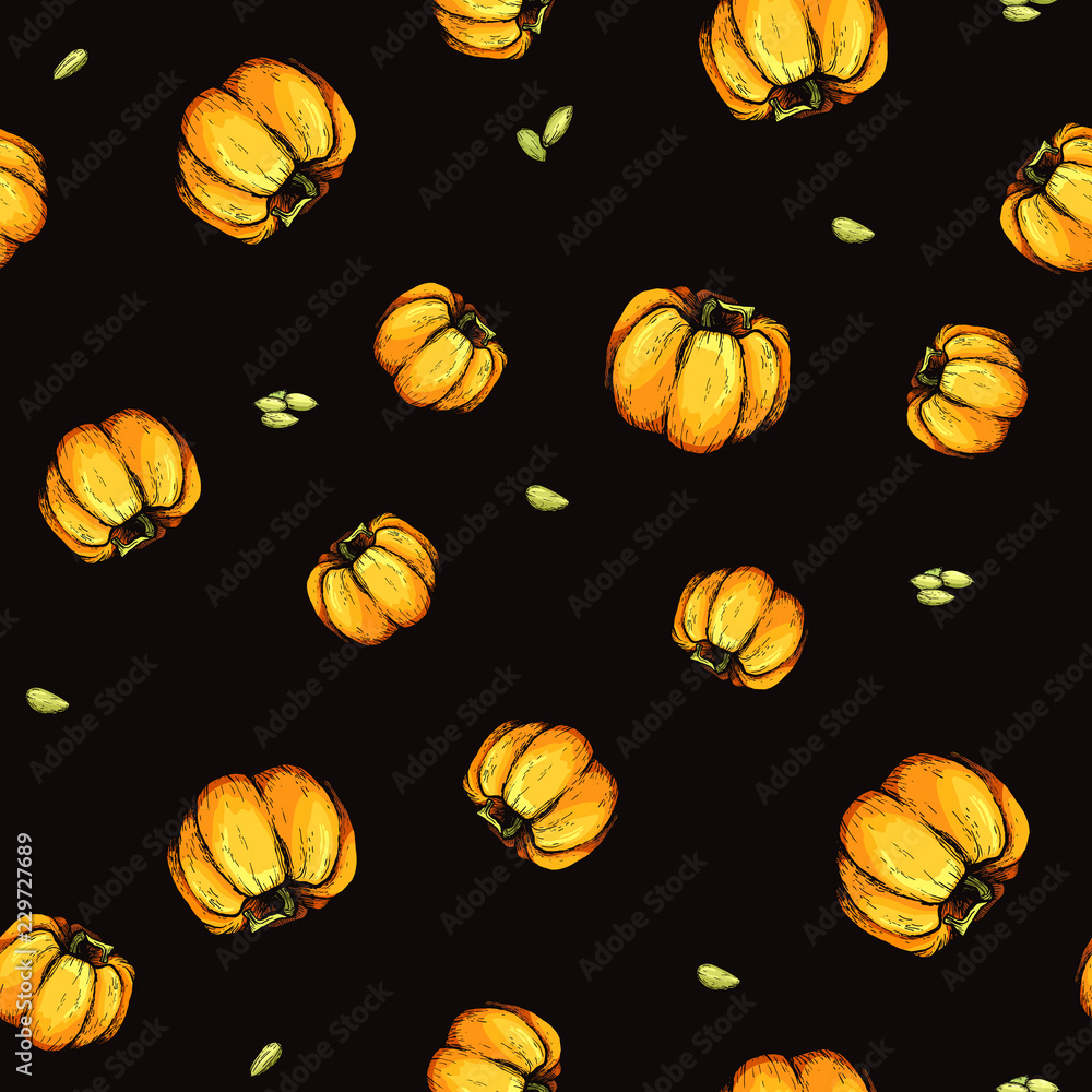 Colorful pumpkin sketch hand drawn illustration. Colorful pumpkin sketch hand drawn illustration.
