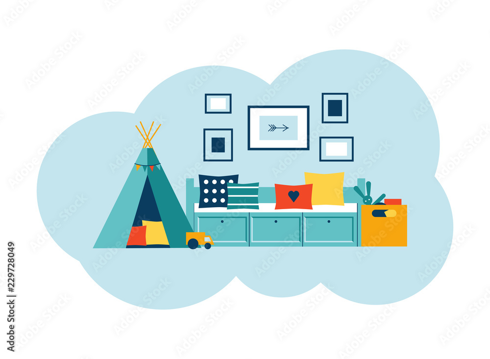 The interior of the children's room in a modern style