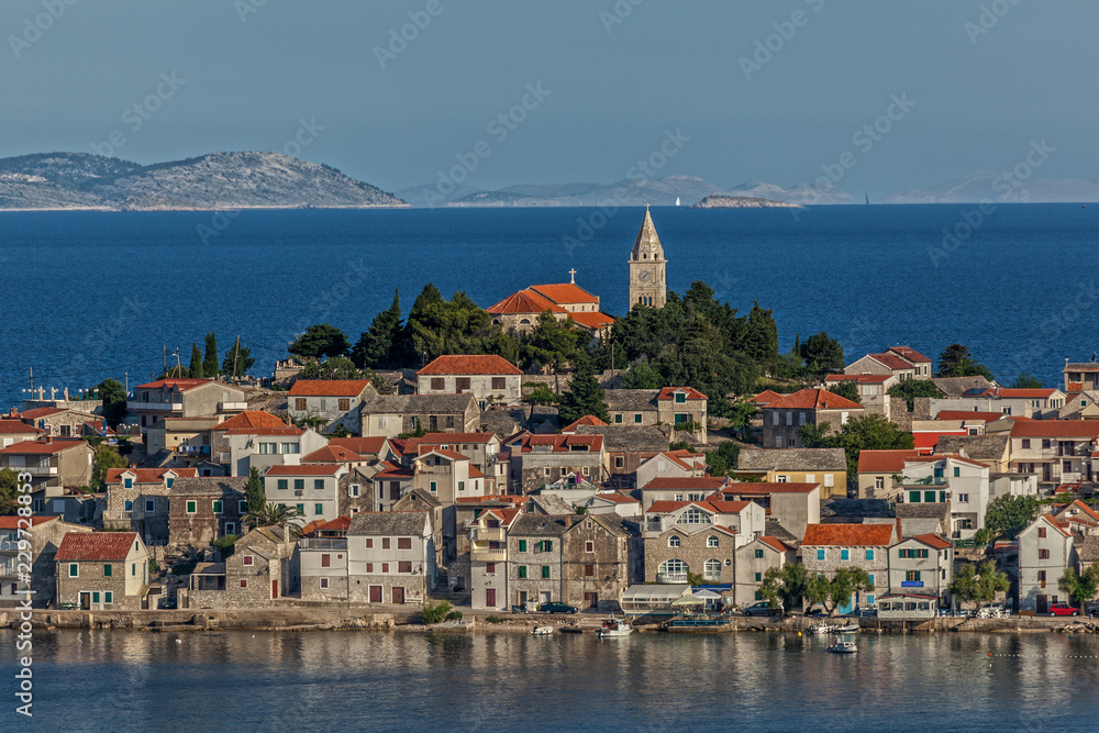 Beautiful located town Primosten in Adriatic, Croatia