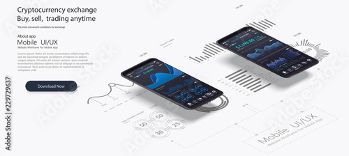 Online statistics and data Analytics.Digital money market, investment, finance and trading. Perfect for web design, banner and presentation. Isometric vector illustratio