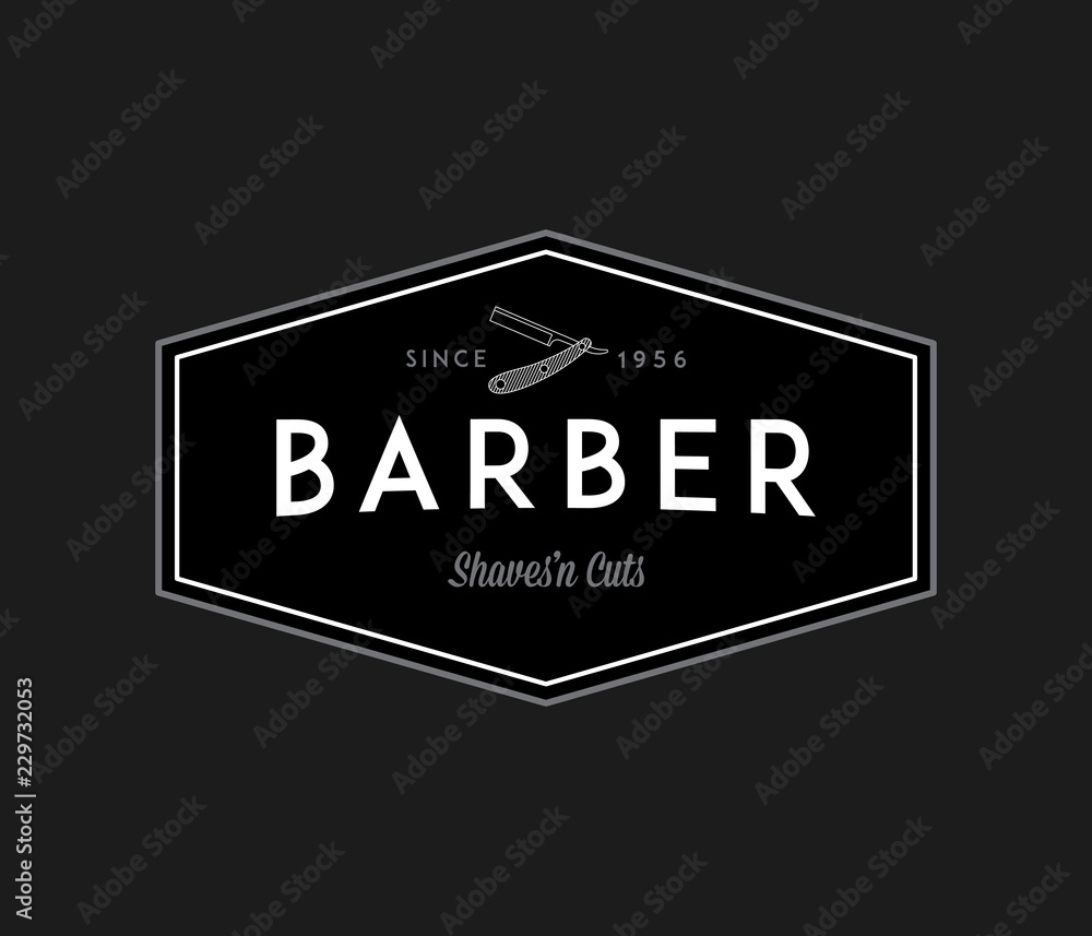 Barber white on black