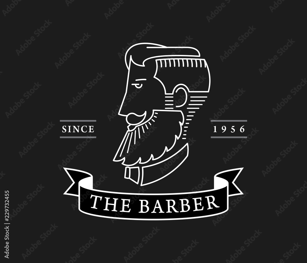 Fototapeta premium The barber style white on black