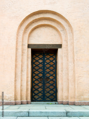 Texture metal doors in the old castle. Background