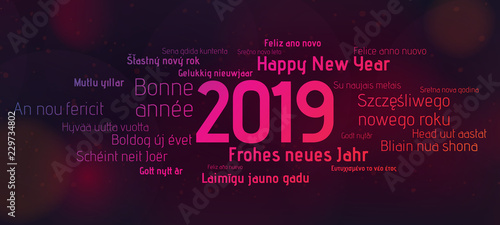 2019 Happy New Year Banner colorful Background
