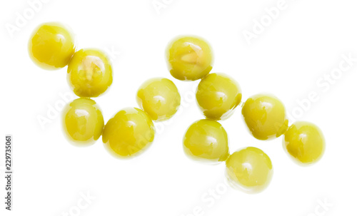 Marinated green peas on a white background