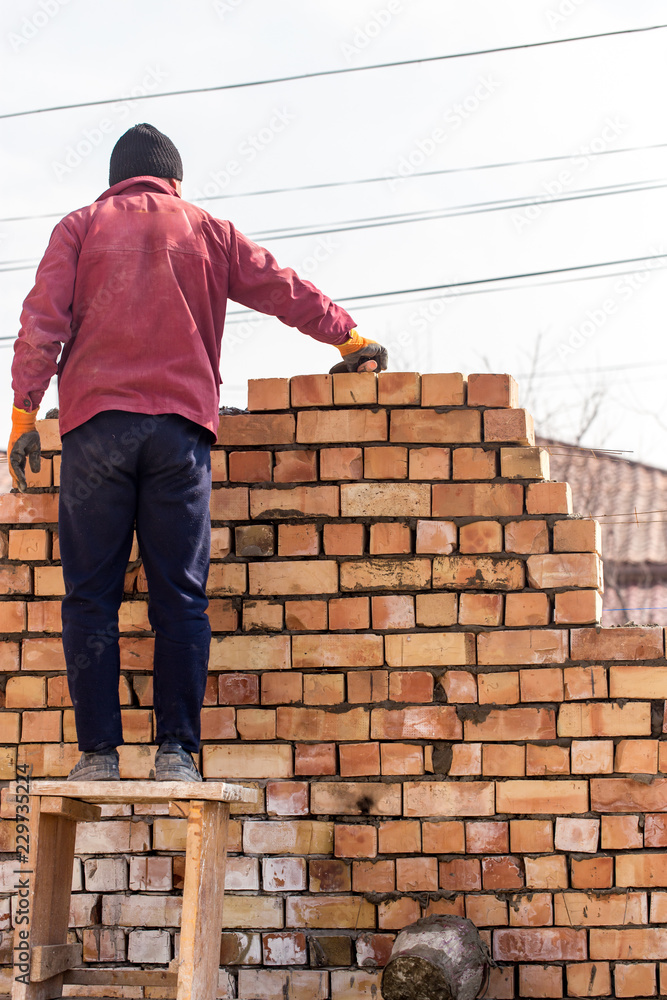 custom made wallpaper toronto digitalWorker builds a brick wall in the house