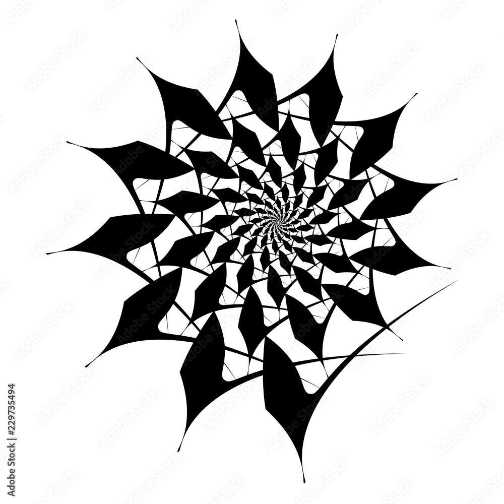 Obraz premium Spiral object on a white background. Arrows, rays, rotation