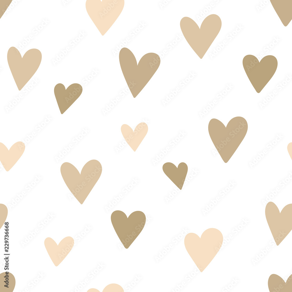 Seamless pattern of beige hearts. Concept for baby shower, birthday