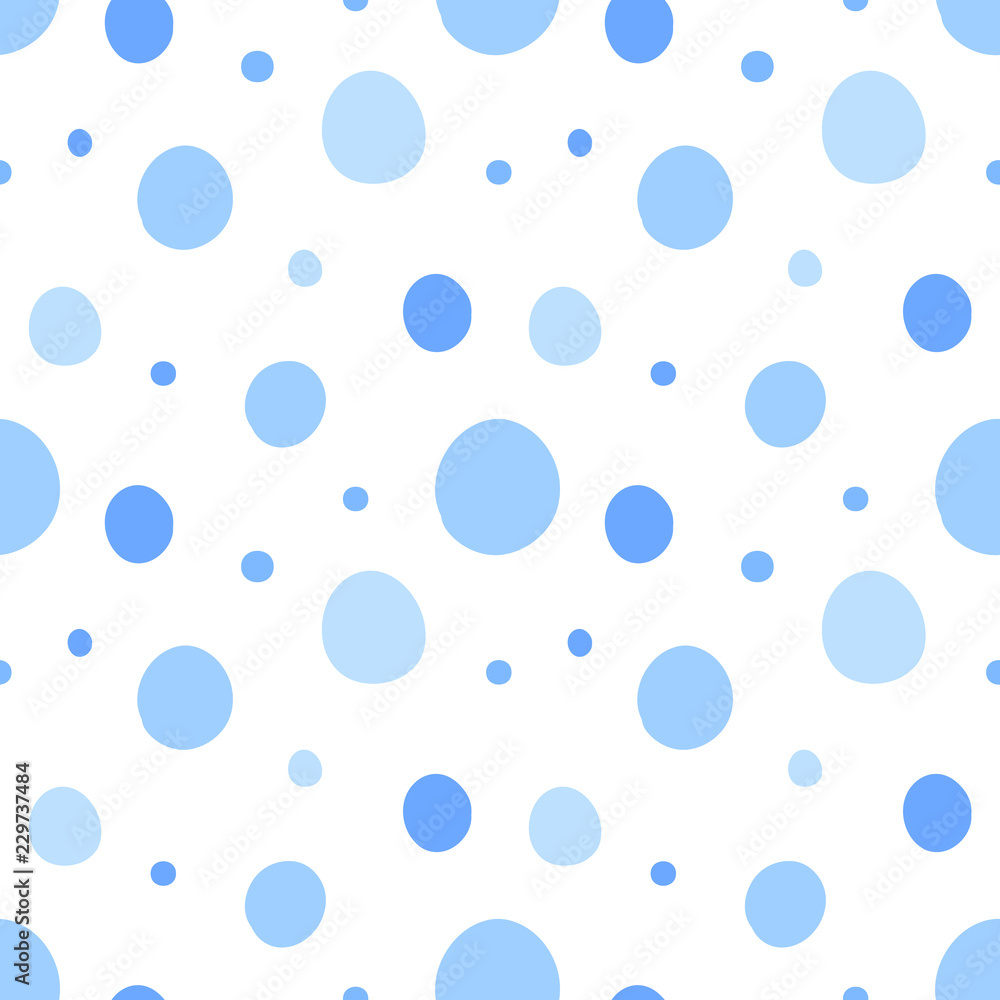 Seamless pattern of blue circles. Concept of baby shower, birthday,  holiday, background, wallpaper, wrapping paper, print for clothes, cards,  banner. Vector illustration for a boy in polka dots Stock Vector | Adobe