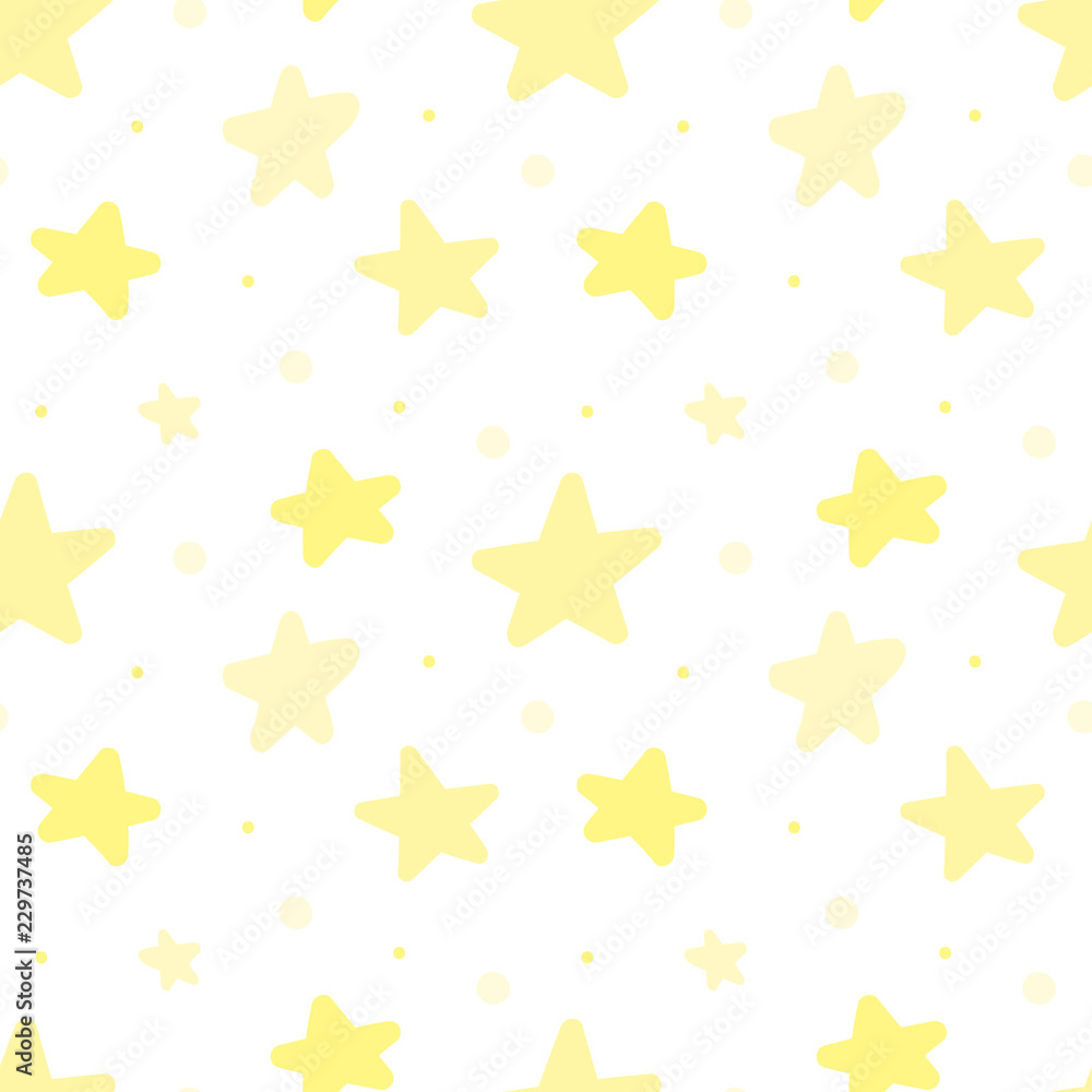 Seamless pattern of yellow stars. Concept for baby shower, birthday,  holiday, sleep, texture, background, wallpaper, wrapping paper, print for  clothes, cards, banner. Vector illustration Stock Vector | Adobe Stock