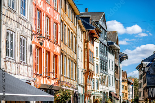 Fototapeta Naklejka Na Ścianę i Meble -  Beautiful colorful half-timbered houses in Rouen city, the capital of Normandy region in France