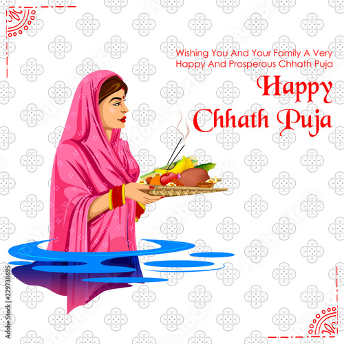 Happy Chhath Puja Holiday background for Sun festival of India