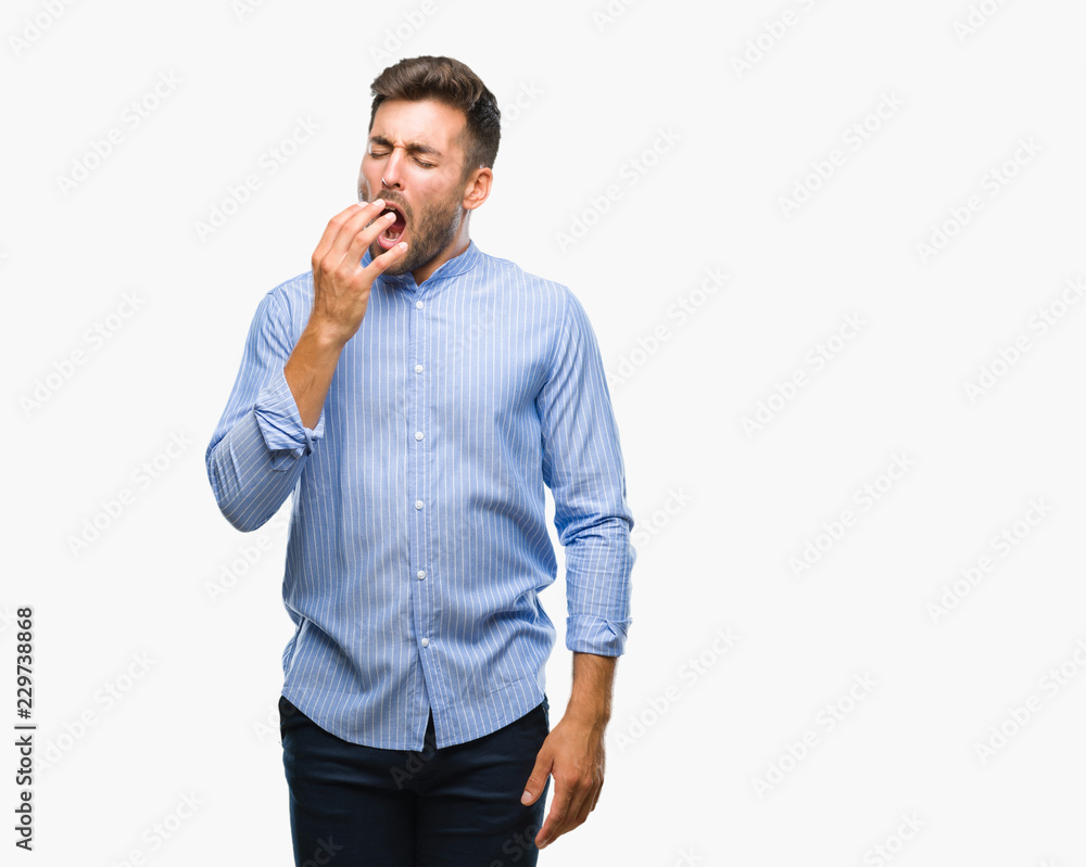 Young handsome man over isolated background bored yawning tired covering mouth with hand. Restless and sleepiness. Young handsome man over isolated background bored yawning tired covering mouth with hand. Restless and sleepiness.