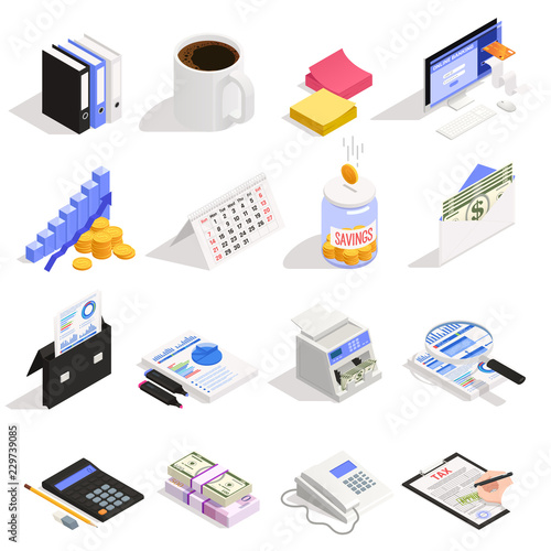 Accounting Isometric Icons