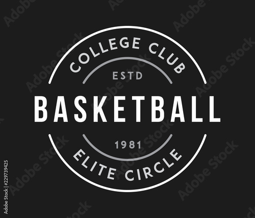 basketball college club circle white on black