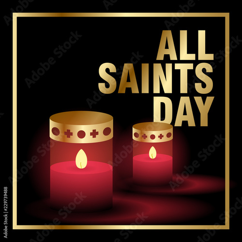 All saint day creative backgroudn with candle and gold color