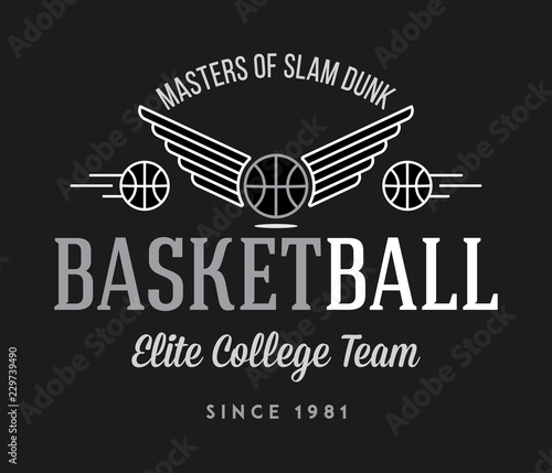 Basketball college team white on black