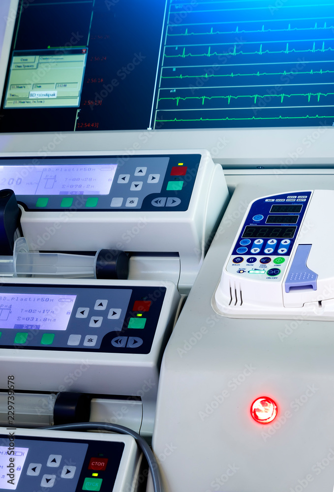 panel medical equipment for artificial respiration close-up of the depth of field blur panel medical equipment for artificial respiration close-up of the depth of field blur