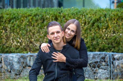 Young couple in love outdoor. © Evgeni Schemberger