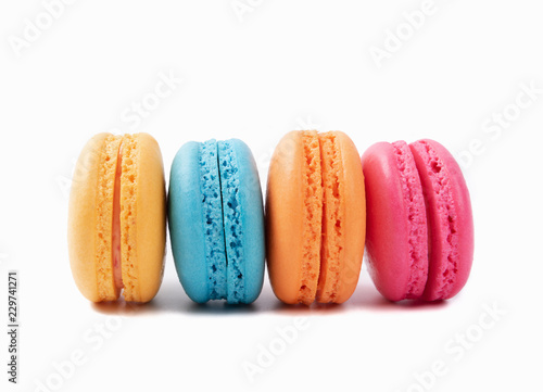 colorful macaroons isolated on white background