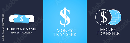 Quick money transfer vector logo, icon set