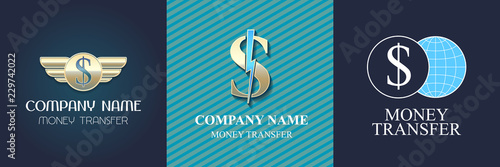 Money transfer vector icon, logo set design