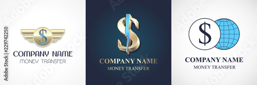 Fast money transfer vector logo, icon set