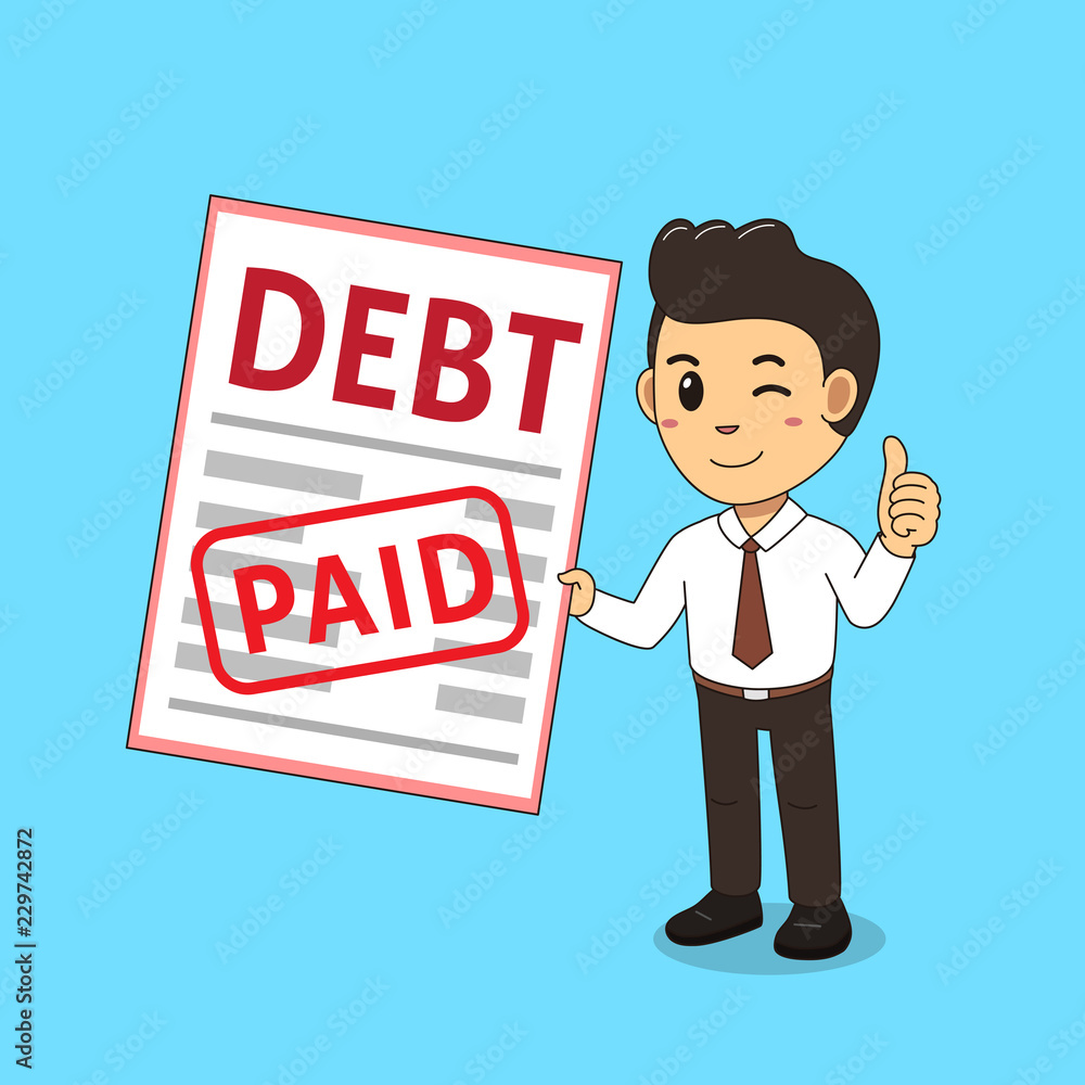 Cartoon a businessman paid his debt for design. Cartoon a businessman paid his debt for design.