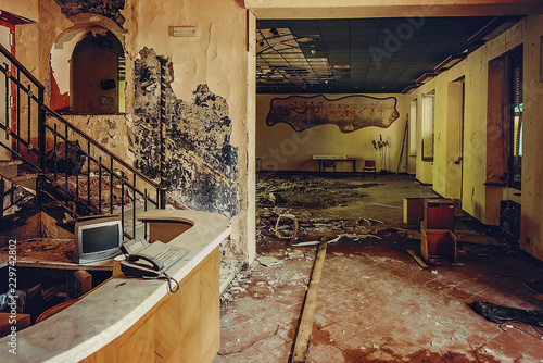 Schilderij op canvas Reception Albergo Termale Abbandonato Urbex