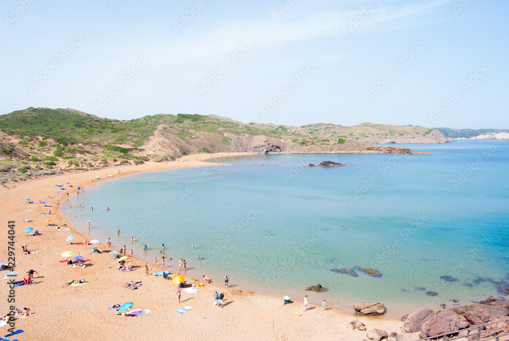 The de Cavalleria beach and headland of Menorca island