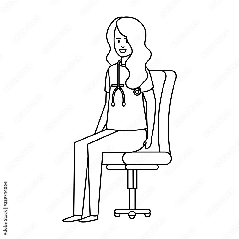 female practitioner in office chair