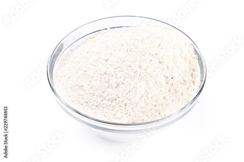 Bowl with flour isolated