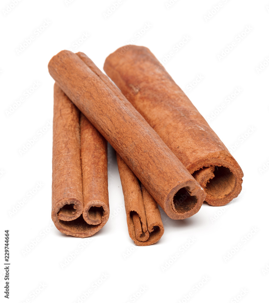 Cinnamon sticks isolated on white background