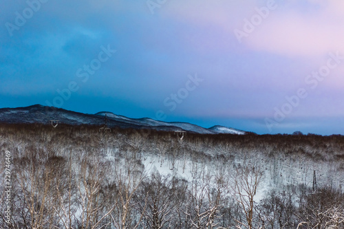 Winter mountain landscape. Kamchatka peninsula