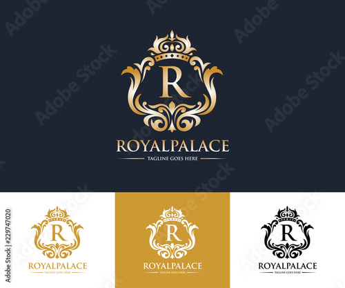 Royal crest logo vector template design for hotel and fashion brand identity