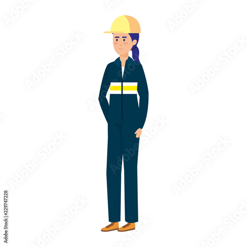 female mechanic worker with helmet