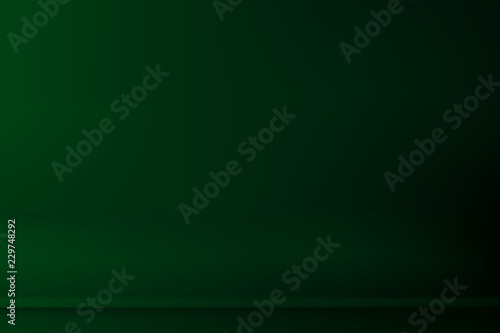Abstract dark green gredient background. Empty room with spotlight effect. Vector EPS10 Graphic art design.