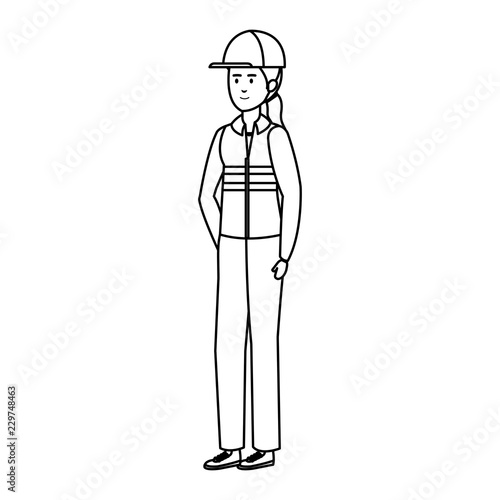 female mechanic worker with helmet