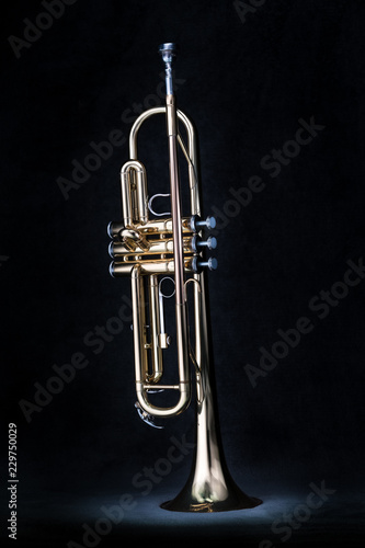 Trumpet glowing on black background