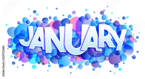 January word vector on bubbles background