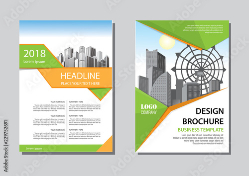 Brochure template layout, cover design annual report, magazine, flyer or booklet in A4 with blue geometric shapes on polygonal background