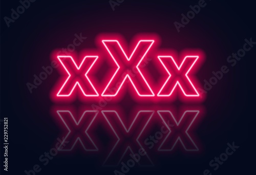 XXX neon sign on a dark background.