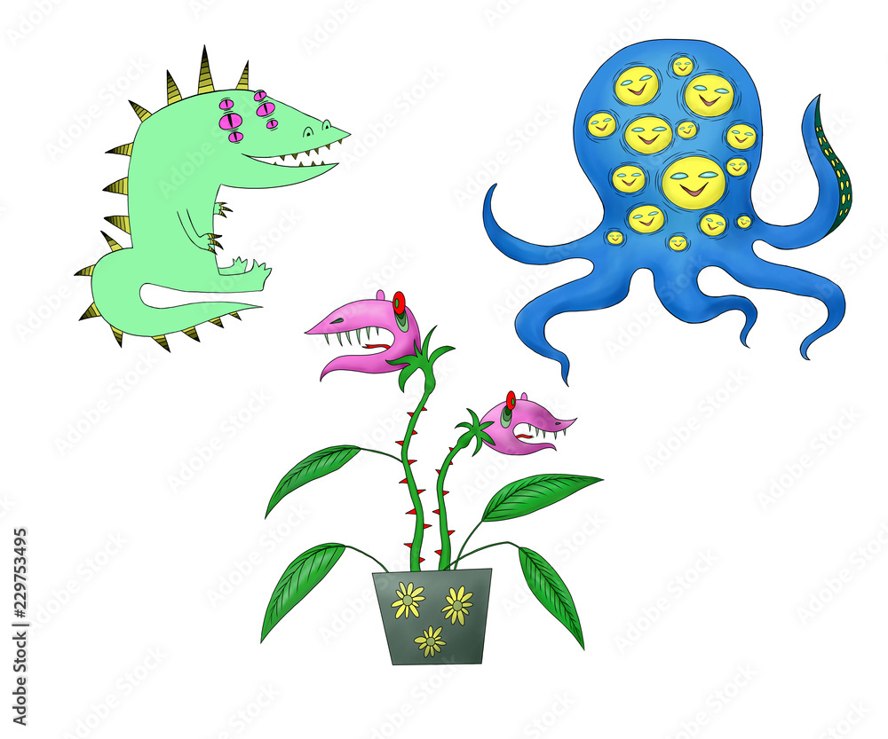 Obraz premium set of monsters