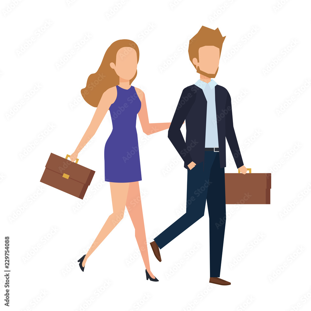 elegant business couple avatars characters elegant business couple avatars characters
