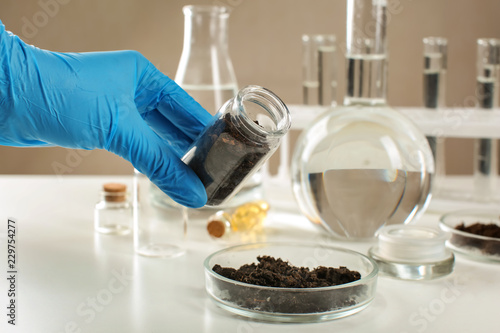 Scientist working with soil...
