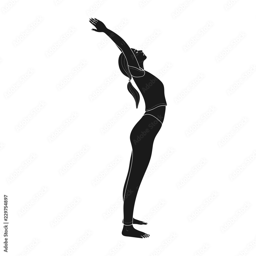 Hasta Uttanasana or Raised Arms Pose. Vector. Hasta Uttanasana or Raised Arms Pose. Vector.
