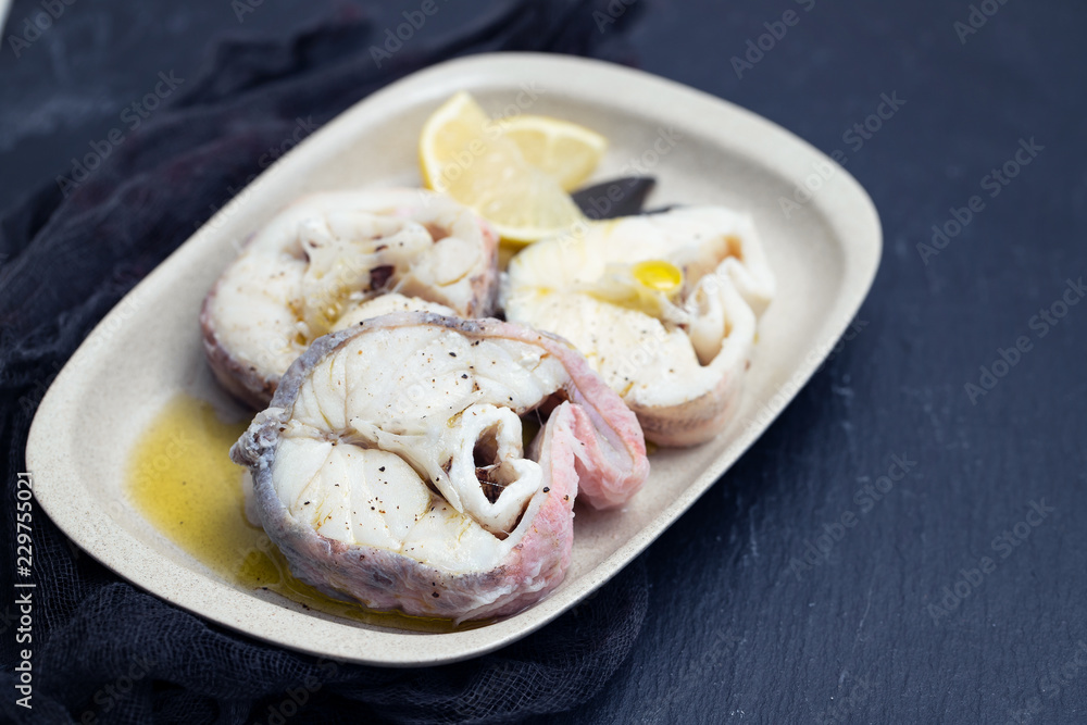 boiled fish with lemon and olive oil boiled fish with lemon and olive oil