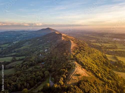 Aerial View overlooking the Malvern Hills at Sunrise