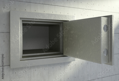фотографія 3D render of an empty safety box